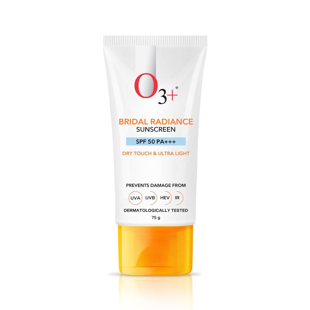 O3+ Bridal Radiance Sunscreen SPF 50 PA +++ 75g Dry Touch Non-Greasy Ultra Light Protection Pack of 2