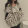 Women's Striped V-Neck Cotton Hooded Sweatshirt - Loose Fit, Thin Style, Plus Velvet, Casual Korean Fashion for Spring, Autumn, and Winter.