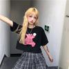 Short-sleeved T-shirt Women's Summer New Korean Version Ins Cartoon Bear Print White Short Top Loose Tide