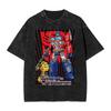 Vintage Washed T Shirt Transformersed Autobots Loose T Shirts Japanese Manga Fashion Tee Shirt for Men Beach Print Top Tees