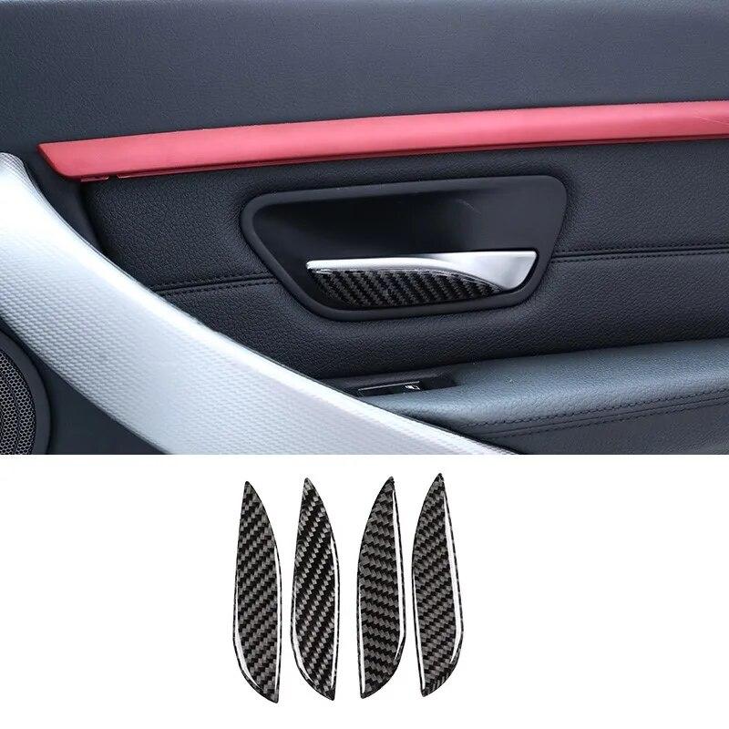 Настоящее углеродное волокно, внутренняя дверная ручка, наклейка на чашу, накладка для BMW 3 4 серии F30 F32 2013-2018