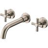 Wall Mount Bathroom Faucet Nickel,Cross Handles and Rough-in Valve Included