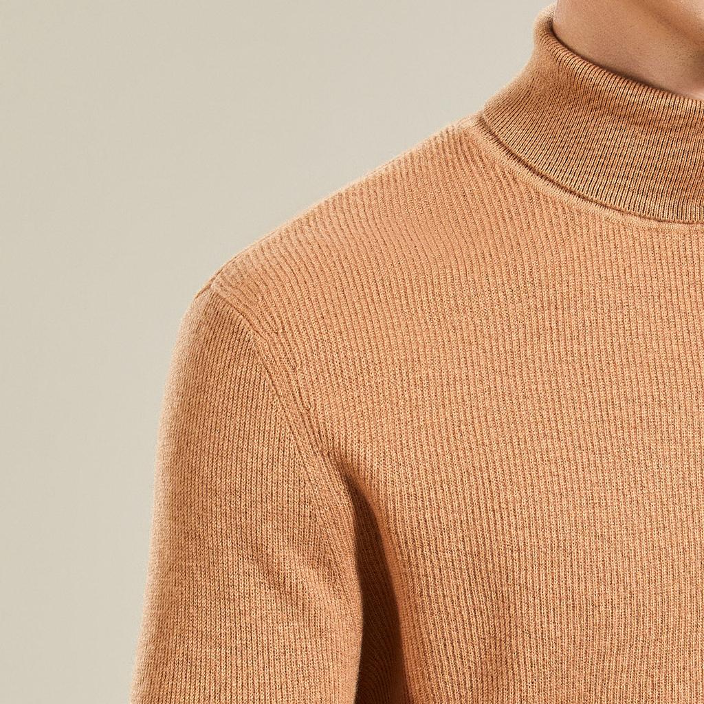 100% Australian Merino Wool High Collar Jacquard Wool Sweater for Men