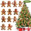 12pcs Christmas Gingerbread Man Ornaments Xmas Tree Wooden Hanging Pendants New Year Party Home Decoration DIY GIft
