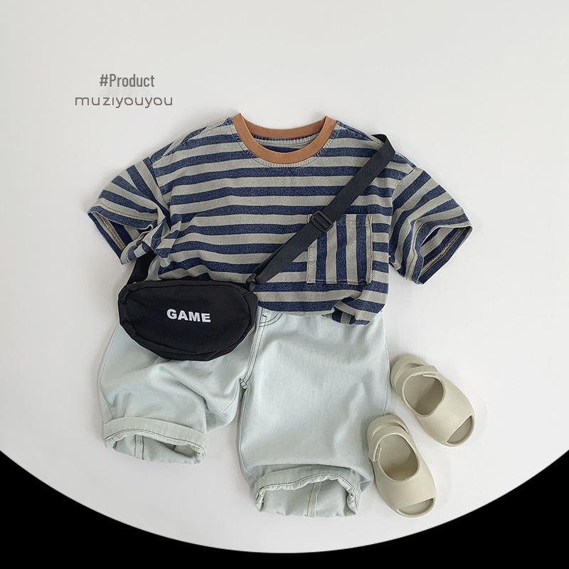 Детские свободные джинсы широкого кроя на весну/лето 2025 – модный корейский стиль для мальчиков и девочек