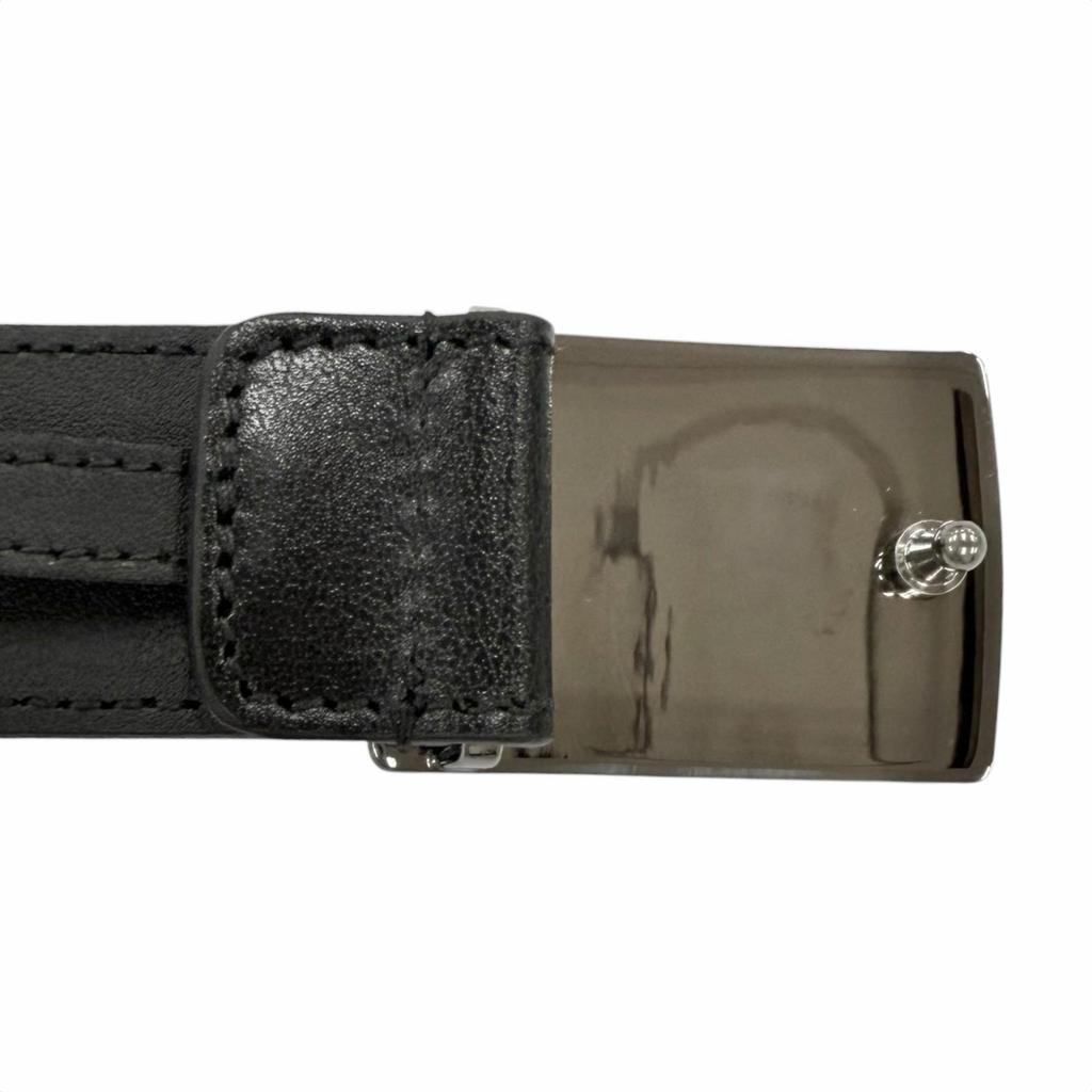 Excellent GUCCI belt GG logo buckle black leather mens 838748 Used