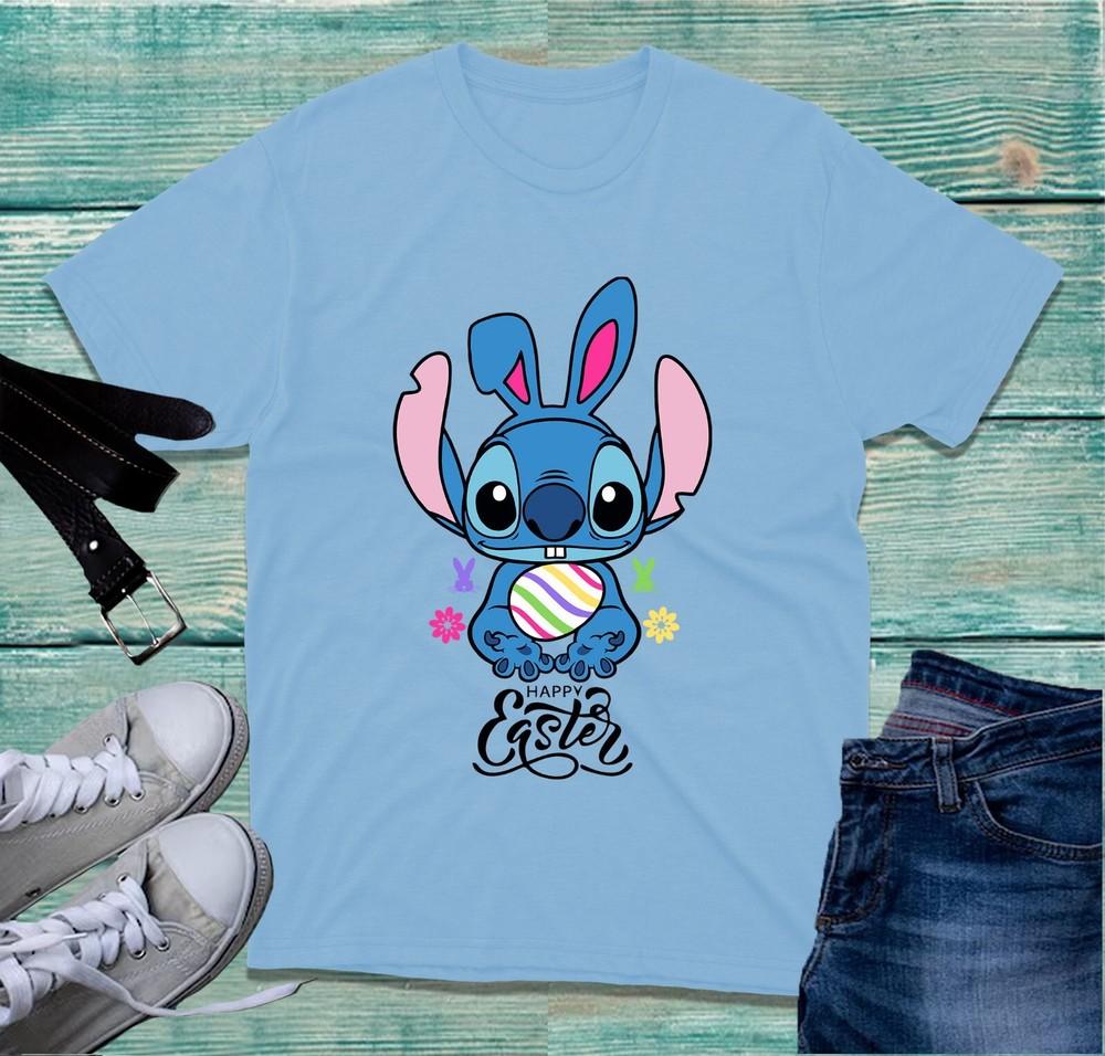 Happy Easter TShirt Easter Bunny Lilo Stitch Eggs Hunting Unisex Top