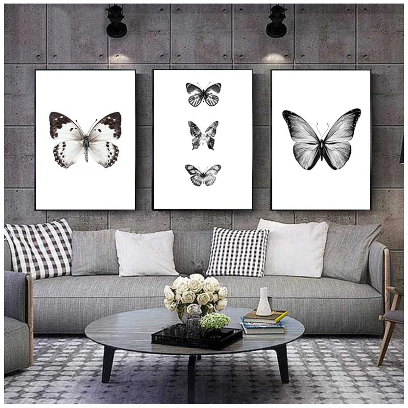 COLORFULBOY Wall Art Print Canvas Painting Black White Butterfly Nordic Poster Canvas Art Animal Wall Pictures For Living Room