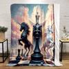 Chess King with Unicorn Guardians Patterned Flannel Blanket Perfect for the Bedroom Living Room, Sofa, or a Little Nap