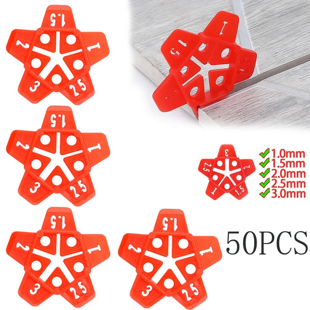 50Pcs Tile Leveling System Spacers Clips For Floor Wall Gap 1-3mm Construction Tool Red PE Plastic Reusable