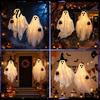 Easy to Install Tree Hanging Decor Halloween Ghost Light Decorative Couple Lamp with Witch Hats Decor Front Door Scary Atmosphere Accents