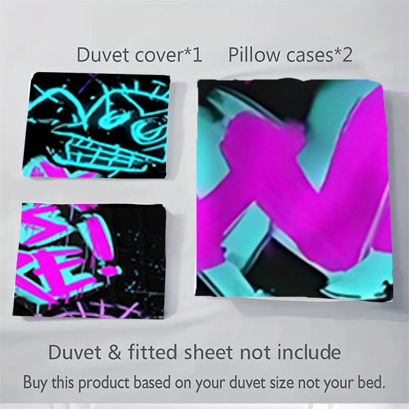 3Pcs Graffiti Art Night Party Bedding Sets For All Sizes New 3D Printed Bed Cover Comforter Duvet Cover Pillowcase Bedroom Decoration