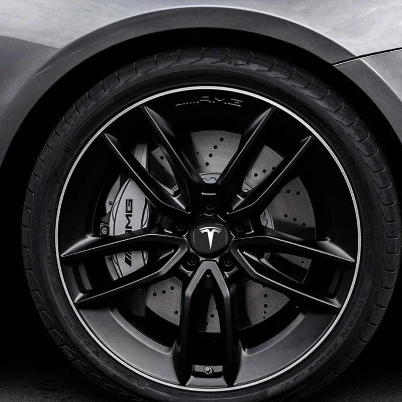 Car Sticker 2025 Hot 4PCS Car Logo Wheel Center Hub Stickers For Tesla Model X Y Model S model 3 SUV Y-Eur Version Roadster Embl