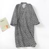 Japanese-style Cotton Gauze Bathrobe Men's Large Size Kimono Nightgown Spring and Summer Thin Pajamas Lace-up Yukata Sweat