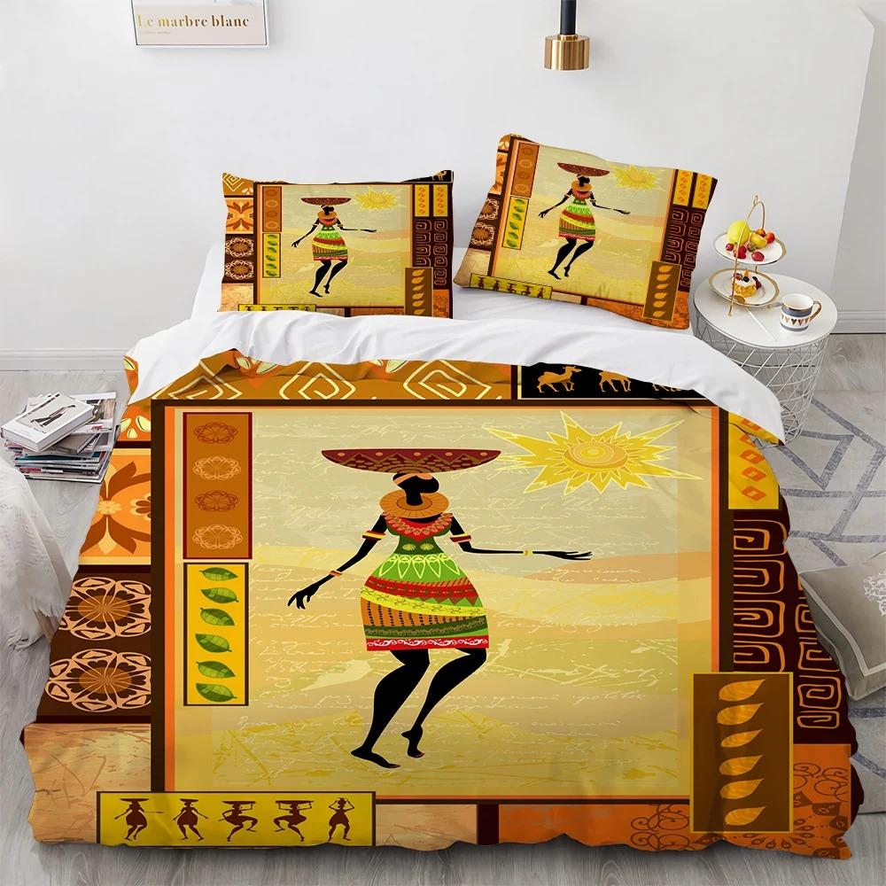 Vintage Africa Boho Style Exotic Duvet Cover Pillowcase Bedding Set Adult Boy Girl Bedroom Decoration Gift Single Double Size