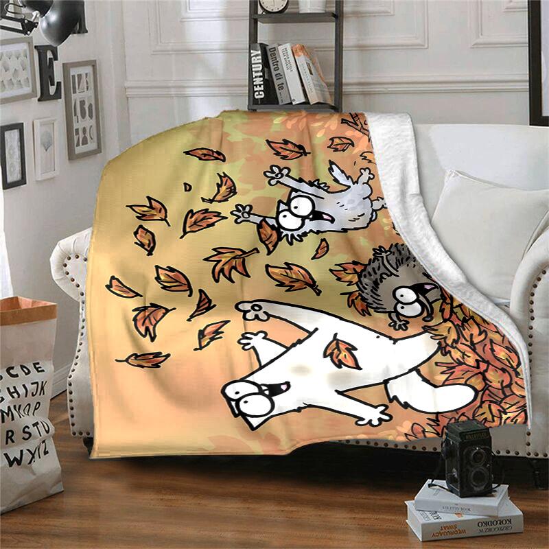 Simon's cat Flannel Blanket Soft Warm All-Season Throw, Design for Camping, Car Travel, Hiking Sofa, Bed, Office Perfect Gift for Parties