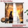 2D flat printing 2pcs Window Drapes Bear Family Sunset Scenery Digital Printed Polyester Drapes Holiday Decorations for Outdoor