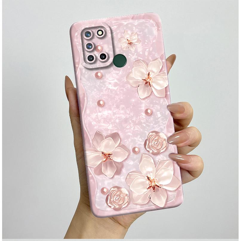Phone Case For Realme 7I RMX2103 C17 Shockproof Case For Realme C17 Pretty Flowers Liquid Soft Silicone Back Cover Bumper Fundas