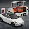 Модель Tesla Model3 в масштабе 1/24, сплав, буксировка дома на колесах, открывающиеся двери, украшения для детских звуковых и световых игрушек, для подарков мальчикам