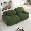 Loveseat Sofa Corduroy, Frameless, Combinable with Curved Armrests and Non-Slip Underside, High-Elastic Padding for Living Room, Bedroom, Green