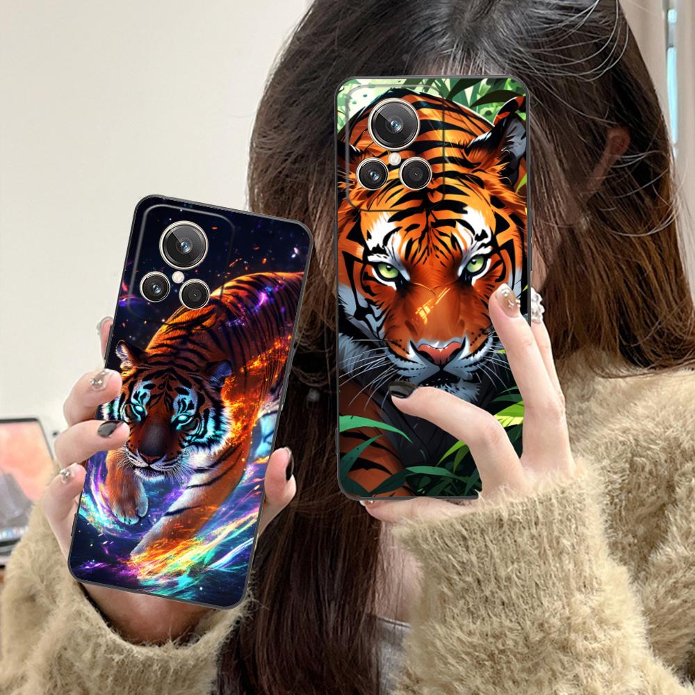 Неоновый чехол для мобильного телефона с тигром для Realme GT 8 Neo Pro C75 73 71 C67 65 C55 53 C35 31 C20 15 Цветная печать Чехол