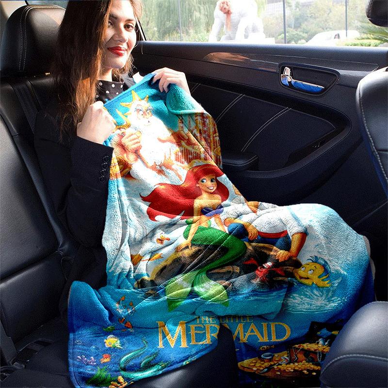 1pc Mermaid Printing Blanket - Soft, All-Season Throw for Living Room, Gift with Adorable Cartoon Design