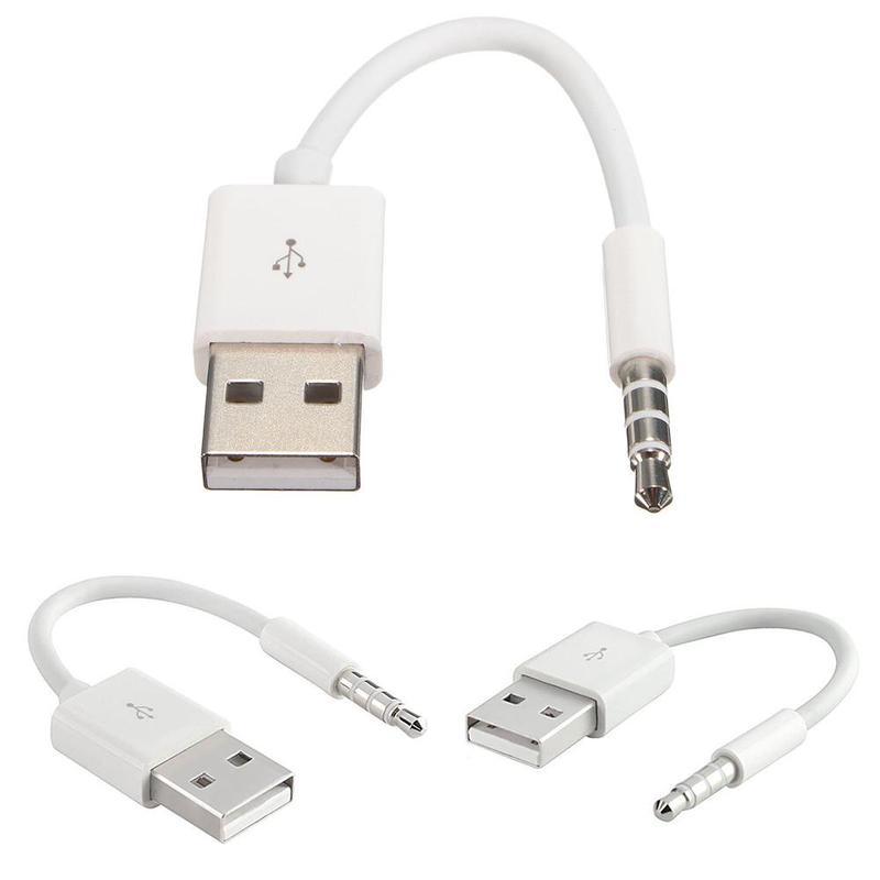2 Pack USB Charger Data Adapter Cable Cord For iPod Shuffle 3 4 5 6 Gen MP3/MP4, 3.5mm Sync Audio Cable Jack/Plug To USB