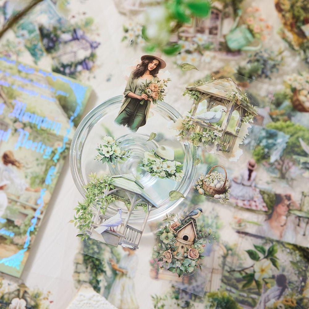 20 pcs/pack Die-cut Sticker Book Floating Light Shallow Dream Series PET Theme Handbook Sticker Retro Girl Character