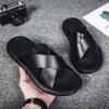 Men's Leather Sandals 2024 Summer Quality Beach Slippers Casual Shoes Flat Bottomed Outdoor Beach Shoes Large Size 45