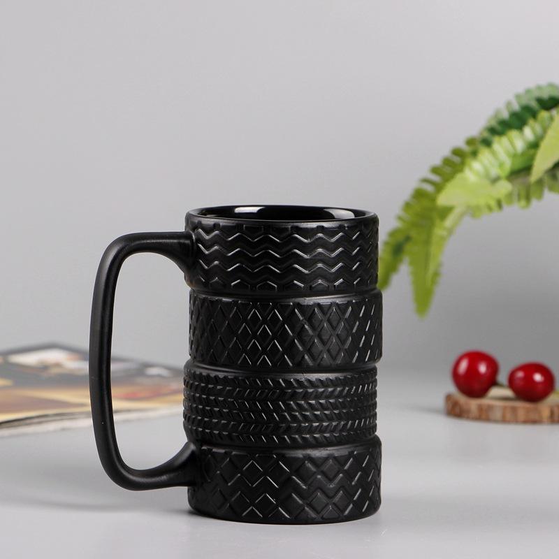 500ml Ceramic Cup Creative Large Capacity Novelty Mug Tire Shaped Cup Office Home Coffee Breakfast Mug Creative Handle Drinkware