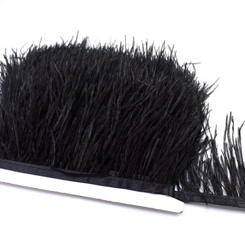 1 Meter Ribbon Tassel Natural Ostrich Feathers Sewing Decoration Fluffy Texture Feather Plumes Ribbon Selvage Apparel Fabric