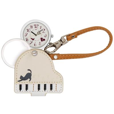 Часы аналоговые Cat Piano Bag Charm Watch с лупой коричневые [Fieldwork] LW038-1 женские