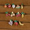 12 Styles Crystal Zircon Mini Fruit Stud Earrings For Women Stainless Steel Trend Ear Cartilage Piercing Korean Jewelry 1PC