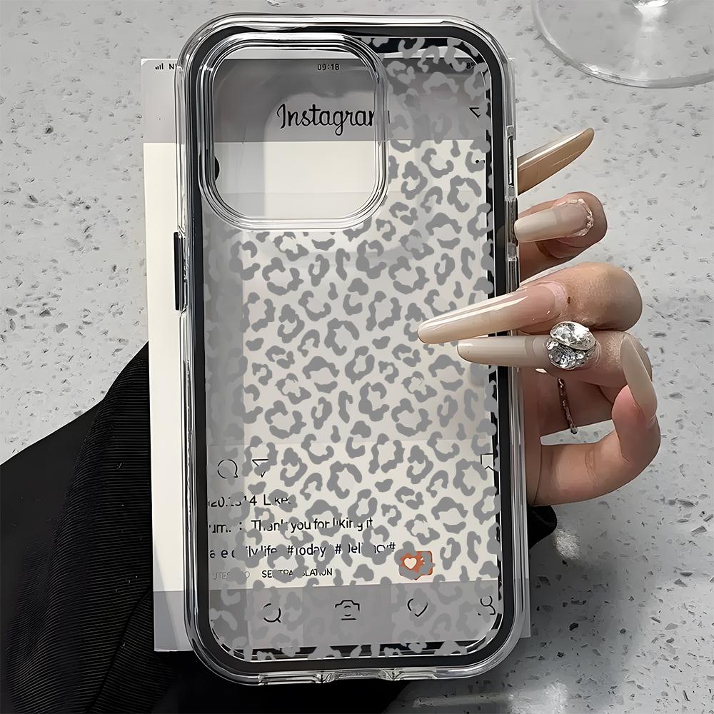 Чехол для телефона с принтом леопарда для iPhone 17 16 15 14 13 12 11 Pro Max 16 Plus 17 Air 2 в 1 Конфетный цвет Прозрачный силиконовый чехол