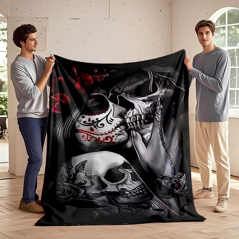"Day of the Dead Skull Art Blanket Design" Flannel blanket for bedroom, living room, sofa, and nap sofas.