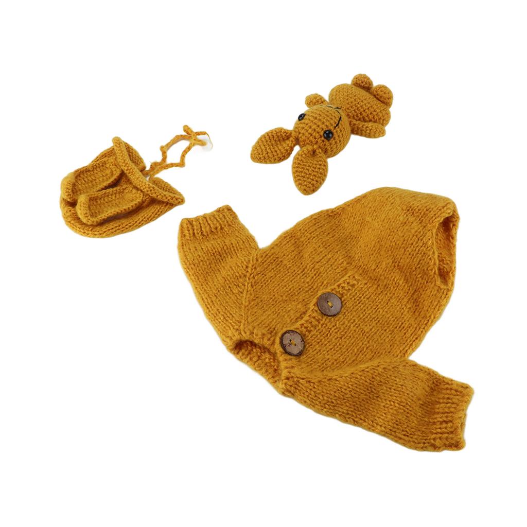 Детские наряды для фотосъемки из пряжи Кролик Милый вязаный реквизит для фотосъемки новорожденных для девочек и мальчиков Желтый