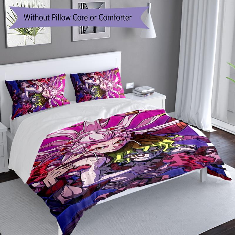 3pcs Demon Slayer characters pattern bedding set duvet cover set includes duvet cover &pillowcases, perfect all season bedroom decoration & gift