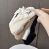 Women S Cute Bow Faux Fur Bucket Hat Soft Warm Knit Cap For Winter