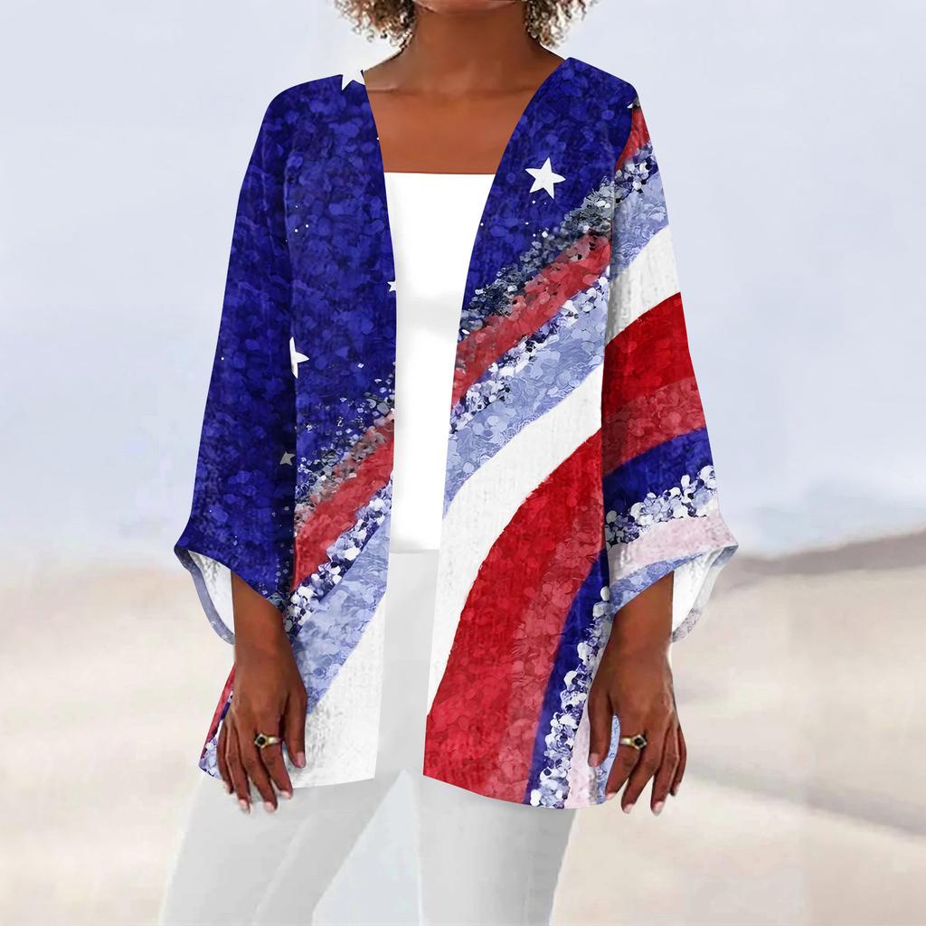 Женская повседневная модная легкая куртка средней длины с принтом, кардиган