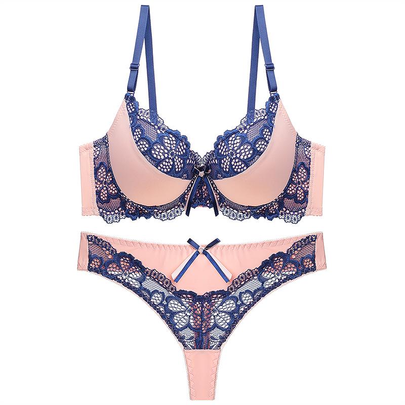 European and American Style Women's Sexy Lace Underwear Set Push Up Bra and Panty Set Fashionable Shaping Lingerie Set