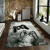 Gaming Controller Carpet with Retro Console Design in Gray Tones Suitable for use as an anti-slip for living room bedroom sofas
