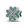 925 Sterling Silver Four Leaf Clover Style Green Clear Zircon Heart Lucky Beads Fit Original  Charms Bracelet DIY Jewelry