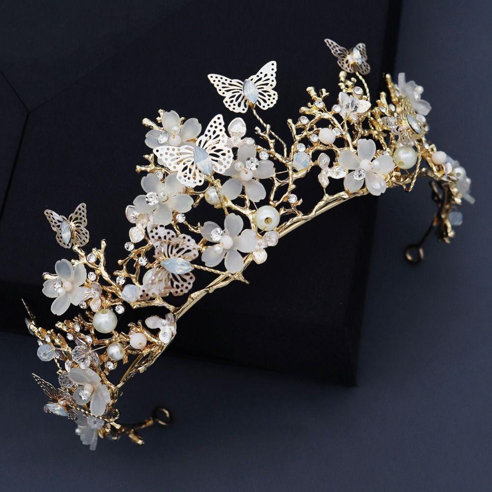 Gift Wedding Hair Headband Bride Tiaras Butterfly Hairband Hair Jewelry Baroque Rhinestone Crown Crystal