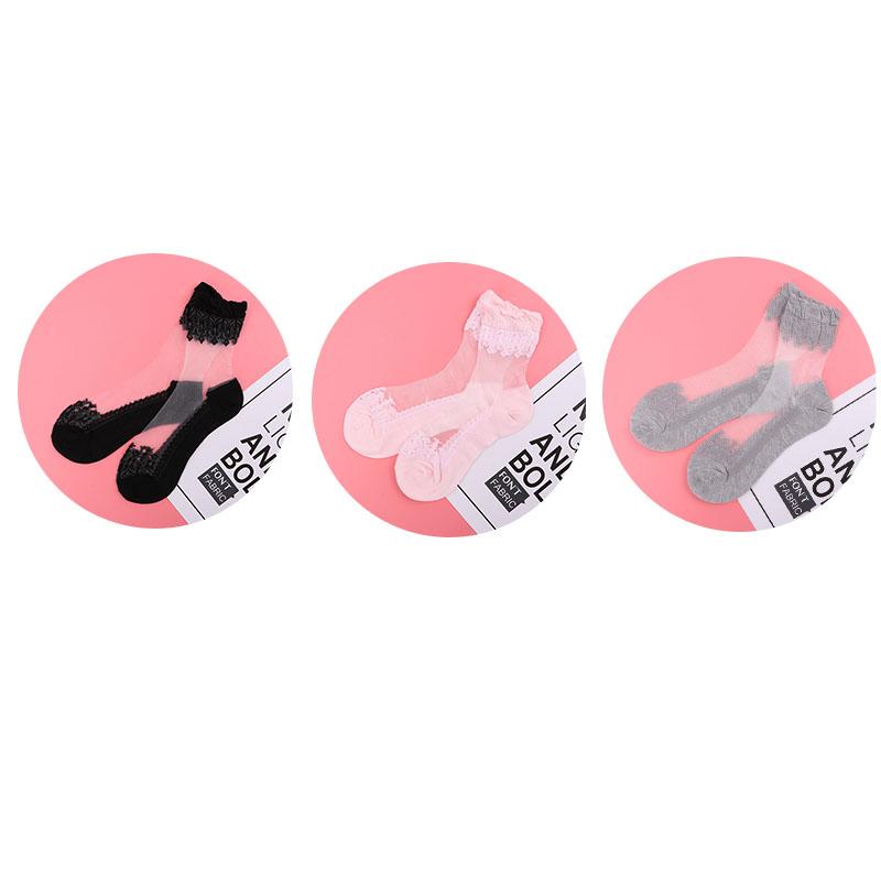 3/5 пар Новый продукт Кристальный шелк Носки-приливы Женские Дышащие Сексуальные Черное кружево Девушки Нейлон Повседневные Высококачественные Носки Новогодний подарок