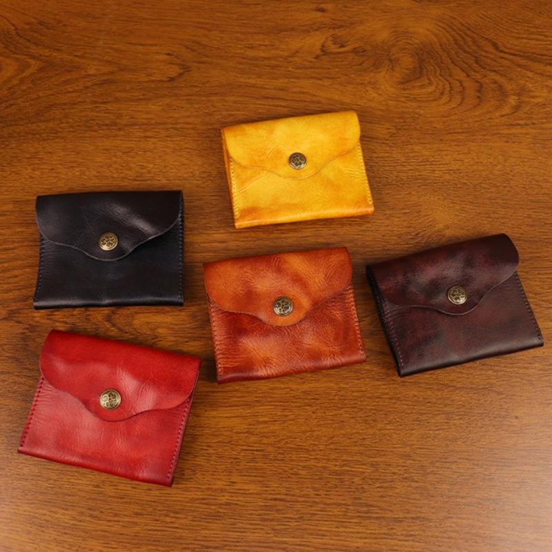 Distressed Leather Business Card Holder, Credit Cards Wallet for Men Slim Compact Vintage Card Holder Minimalist Card Organizer