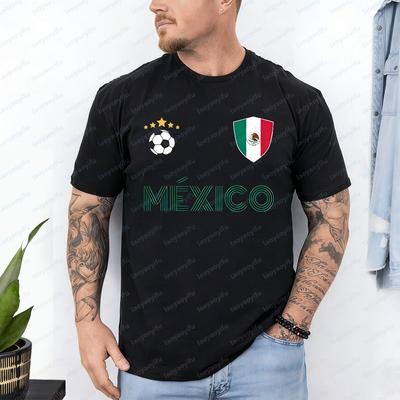 Футболка сборной Мексики с принтом MÉXICO Топы для мексиканских болельщиков Спортивная повседневная одежда Одежда для отдыха Активная одежда Ретро-тренд Простая мужская одежда