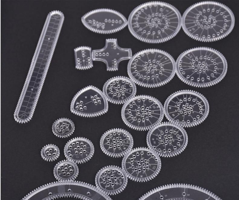 Набор игрушек для рисования спирографов, 22 шт., блокирующие шестерни и; Колеса, геометрическая линейка, аксессуары для рисования, креативная развивающая детская игрушка