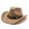 Ethnic Style Western Cowboy Top Hat Suede Men'S And Women'S Felt Hat Rivet Roll Edge Jazz Hat