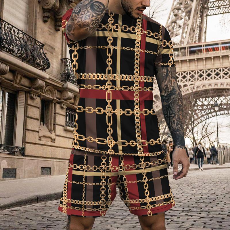 Мужские летние трендовые комплекты 2023 года, винтажные спортивные костюмы с 3D-принтом, мужская спортивная одежда, повседневные шорты, футболки, спортивный костюм, мужской свободный размер