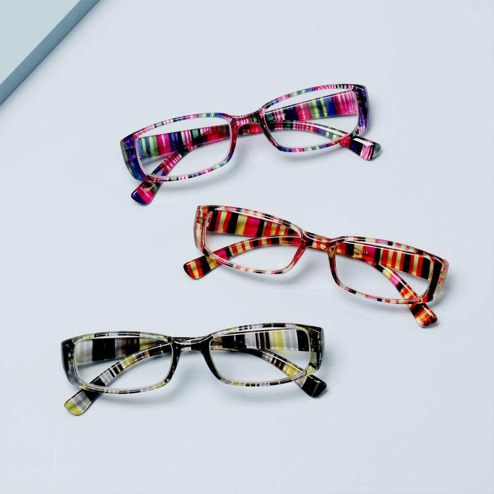 Unisex Vision Care Print Stripe Diopter Eyeglasses Retro Frame Reading Glasses Presbyopic Eyewear